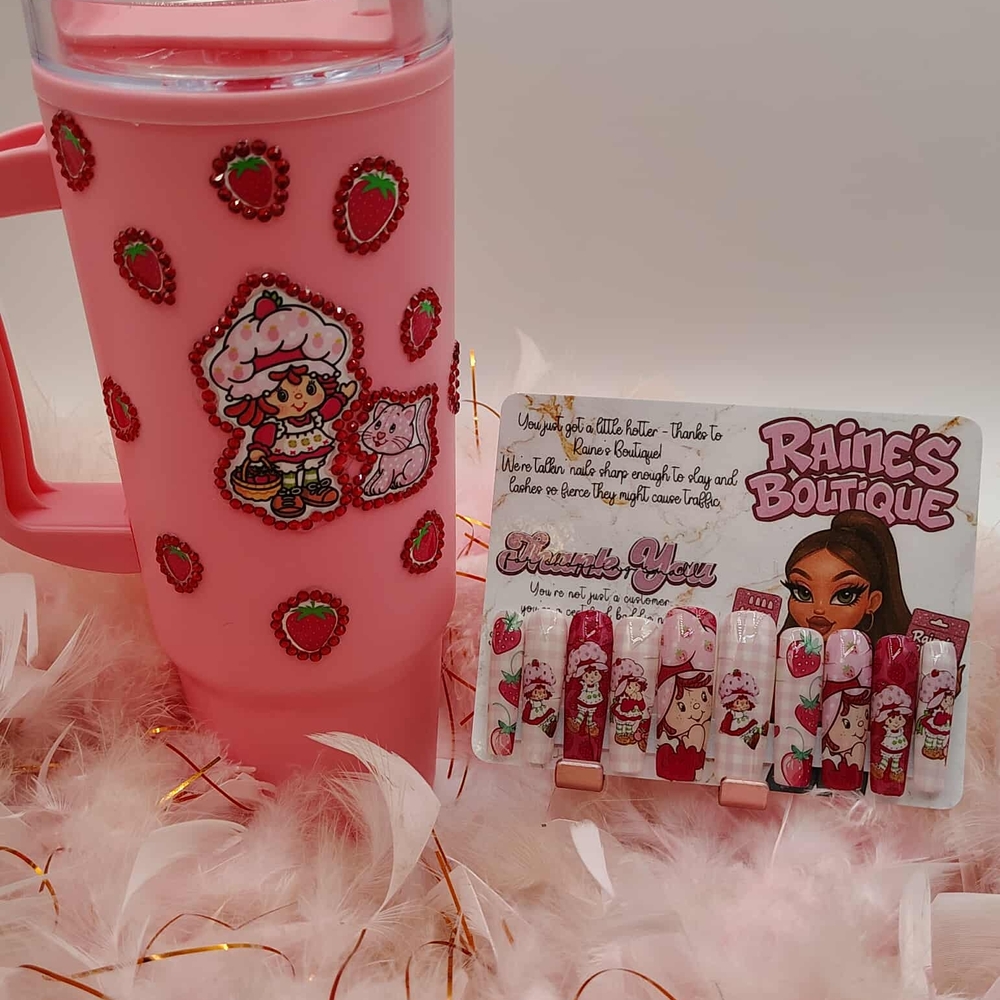 Strawberry Press-On Nails - Pink and Red